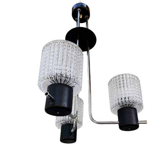 Image 1 of Elektroinstala Jílové pendant lamp, Czechoslovakia, 1970s, embossed glass, modernism