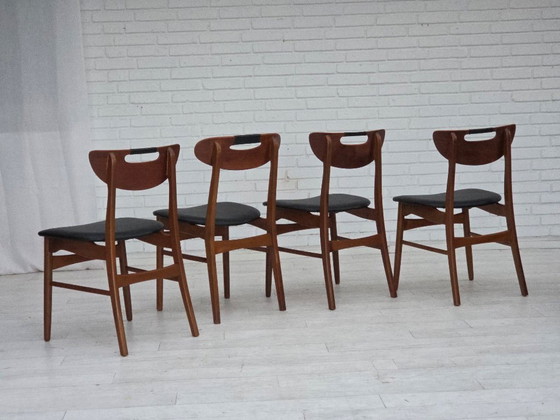 Image 1 of Set di 4 sedie da pranzo rivestite, design danese, anni '60.