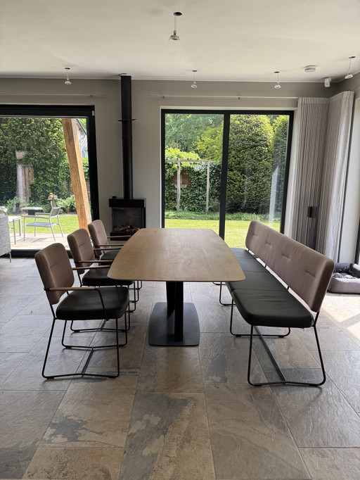 1x Bert Plantagie Dining Table Oxxi, 1x Bert Plantagie Dining Bench Kiko Plus K81, 3x Dining Chair Kiko Plus K22