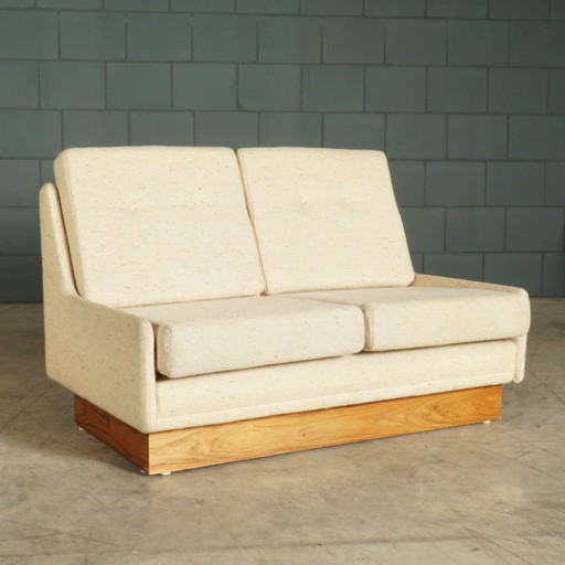 Vintage two-seater sofa – beige fabric – 1960s – 2 zitsbanken, Textile