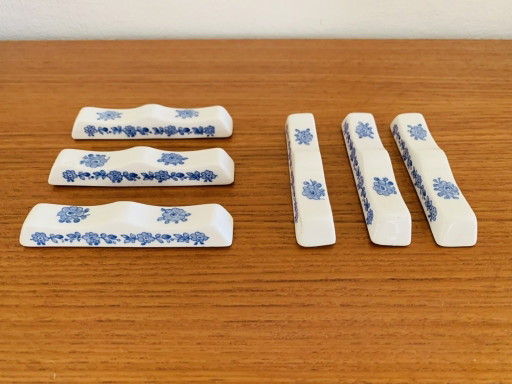 Vintage, französische Porzellan-Messerhalter von Gien, 6er-Set