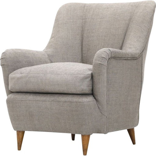 Fauteuil vintage en tissu gris, années 1950