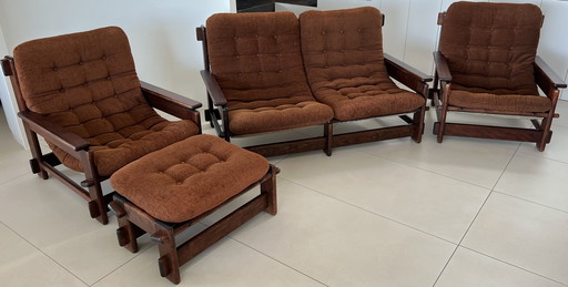 Canapé, Deux Fauteuils Et Un Ottoman Scandinaves, Années 60