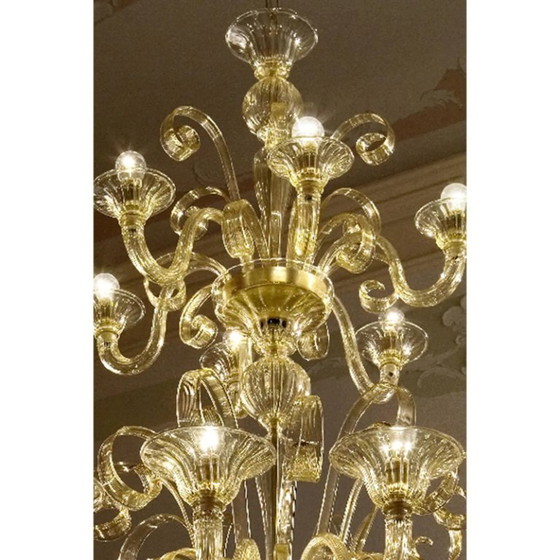 Image 1 of Moderner Champagner-Kronleuchter aus venezianischem Muranoglas mit geschwungenen Linien