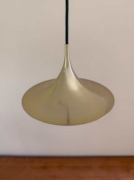 Image 1 of Vintage messing hanglamp Fog & Mørup | Deense mid-century moderne "heksenhoed" plafondlamp