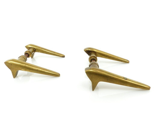 2 pairs of modernist solid brass door handles 1950–1960