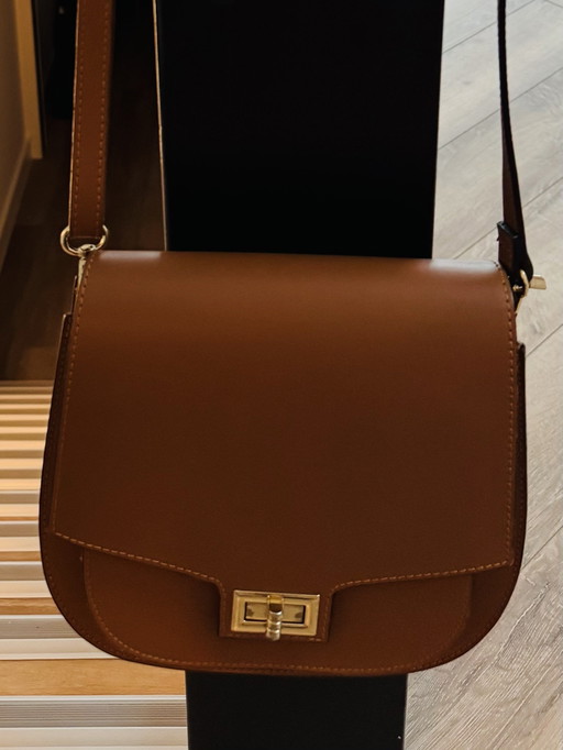 Bolso de hombro de piel marrón – schoudertassen, Leather