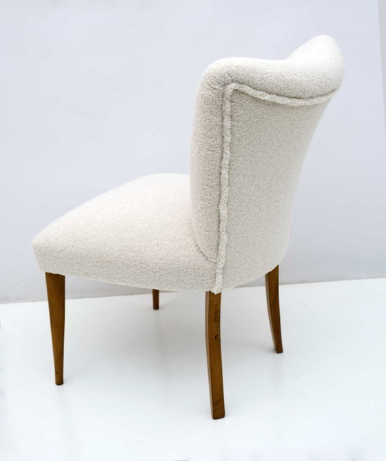 Image 1 of Petit fauteuil italien en tissu bouclé, style Mid-Century Modern, années 1950