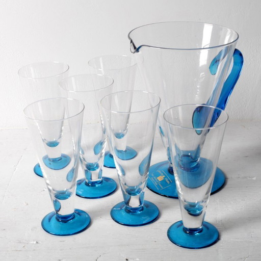 Italienisches Kristallkrug- und Stielgläser-Set aus der Mitte des 20. Jahrhunderts / Barzubehör aus der Toskana der 1970er Jahre