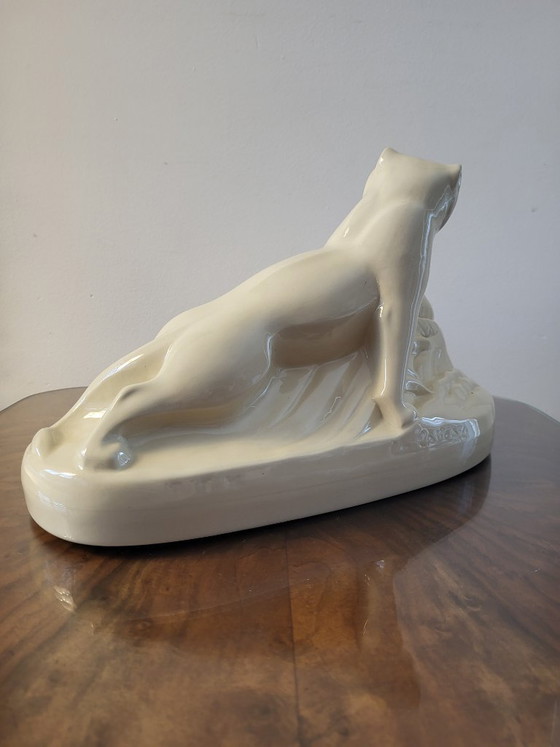 Charles Catteau Boch Frères Art Deco Panter & Slang Keramiek Ca.1930 – Decoratieve objecten, Porcelain (photo 6 of 11)