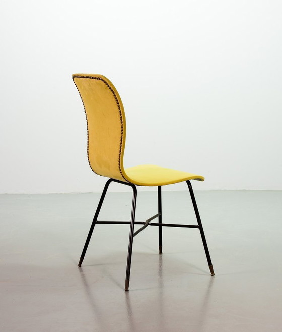 Image 1 of Elegant Italian Midcentury Design Sparkling Yellow Side Chair in Style of Augusto Bozzi. Italy, 1950s.