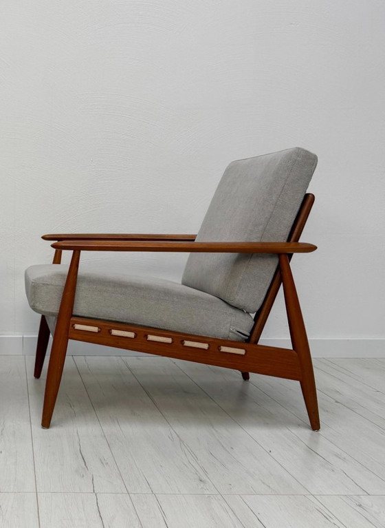 Image 1 of 1/2 Poltrona danese in teak anni '60 – Poltrona lounge di metà secolo con rivestimento nuovo