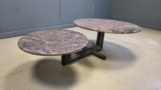 Image 1 of Two tier marble pivoting top coffee table by roche Bobois, 1980s
