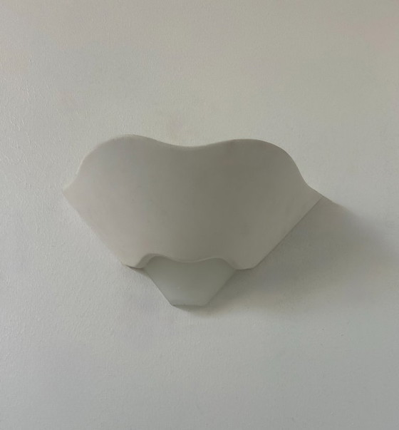 Image 1 of Paar wandlampen in gips en gezandstraald glas, Frankrijk 1970