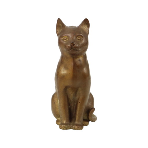 Statue de chat vintage en bronze