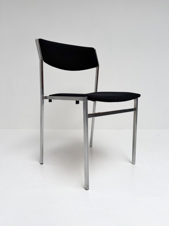 Lot de 4 chaises empilables Gijs van der Sluis, années 1970 – Chaises de salle à manger, Textile (photo 4 of 12)