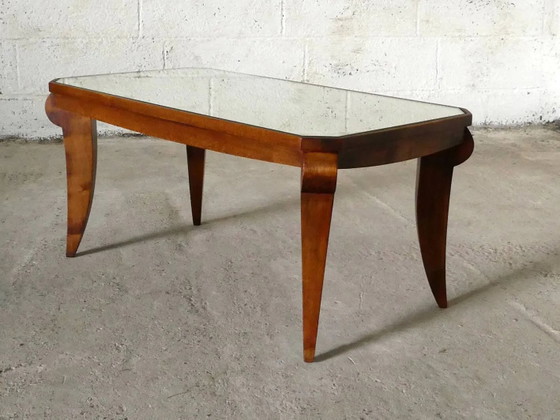 Art Deco coffee table in walnut and mirror, 1940 – Wood (photo 10 of 10)