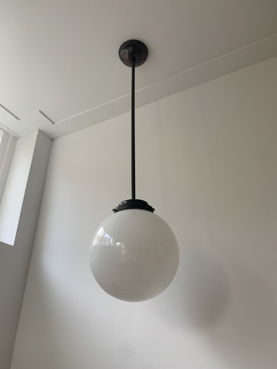 Image 1 of Lampada a sospensione originale vintage in rame rosso e vetro