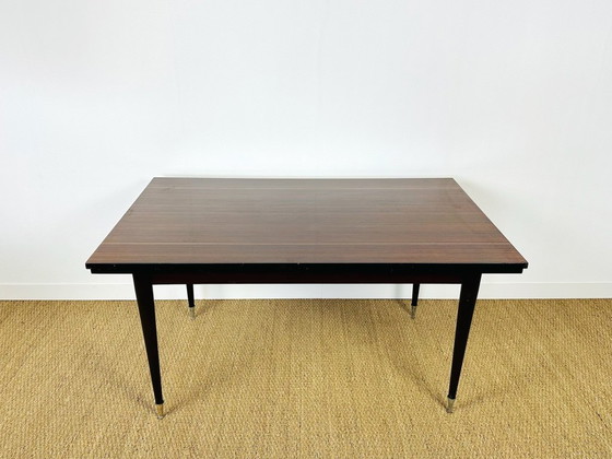 Image 1 of Uitschuifbare modernistische eettafel van Macassar ebbenhout, 1950