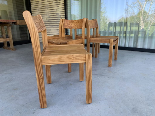 5 sillas de comedor de pino Douglas