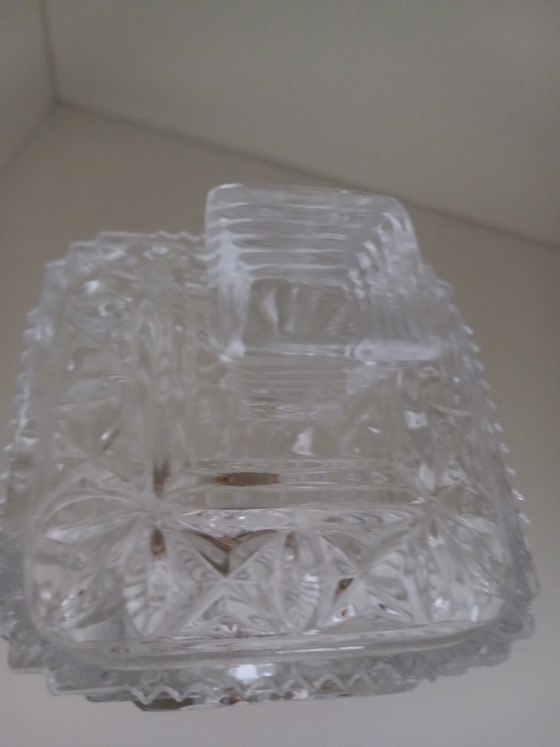 Bonbonnière vintage en cristal (bonbonschaal) avec couvercle assorti – Bols, Crystal, Metal (photo 3 of 7)