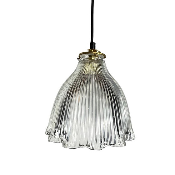 Lampada a Sospensione Industriale Holophane con Globo in Vetro Prismatico – Lampade a sospensione, Glass (photo 9 of 10)