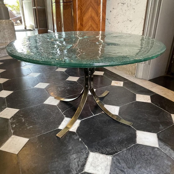 Brutalist Round Coffee Tables, 1970s, Set of 2 – Metal, Glass, Hollywood Regency (photo 10 of 17)