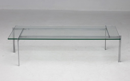ARCHITECTURAL RECTANGULAR COFFEE TABLE IN STEEL AND GLASS