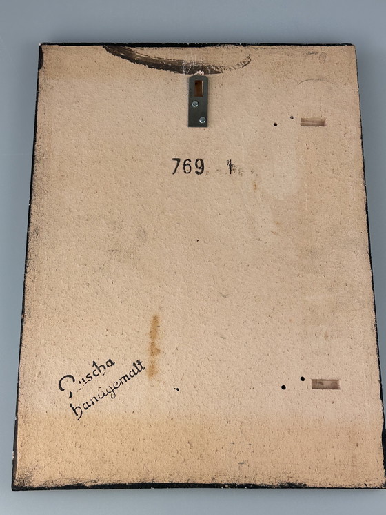 Image 1 of 60s 70s mural pared placa cerámica Ruscha pintado a mano número 769 diseño