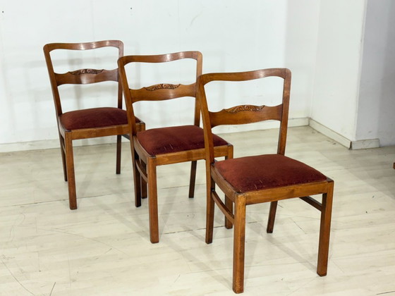 Image 1 of Ensemble de 3 magnifiques chaises/chaises de salle à manger Art Nouveau – vers 1920