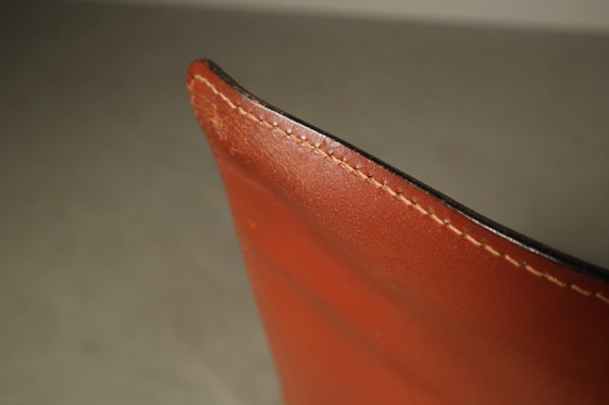 Image 1 of Set of Four CAB 412 Chairs by Mario Bellini, Red Saddle Leather, Italy