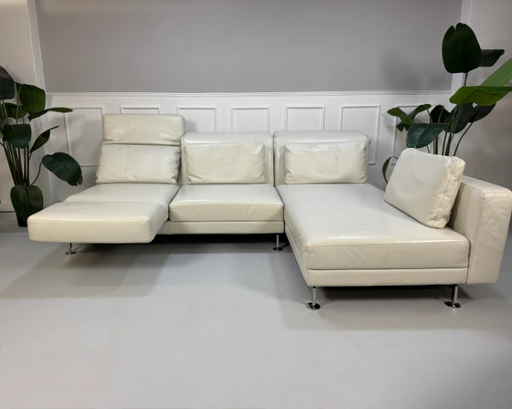 Image 1 of Brühl Moule Ecksofa Leder Weiß Schlaffunktion