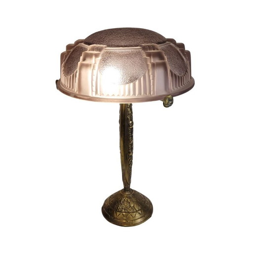 Table lamp, bronze and bent glass, Muller Frères, Art Deco, 30's – Luneville, France