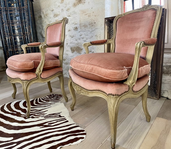Image 1 of Paar Louis XV cabriolet fauteuils