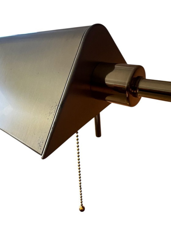 Image 1 of Vintage messing bankiers-/apothekerslamp met beweegbare arm – Mid-Century Modern in de stijl van Sölken of Holtkötter