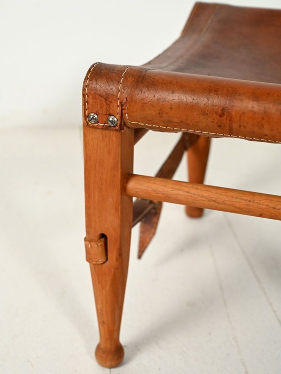 Image 1 of “Safari” Footstool in Oak and Leather