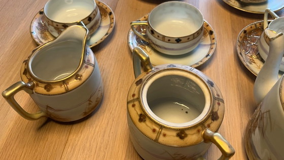 Servizio da tè giapponese in porcellana, Hand Painted Nippon - Inizio XX secolo, Stoviglie, Crema (foto 10 di 16)
