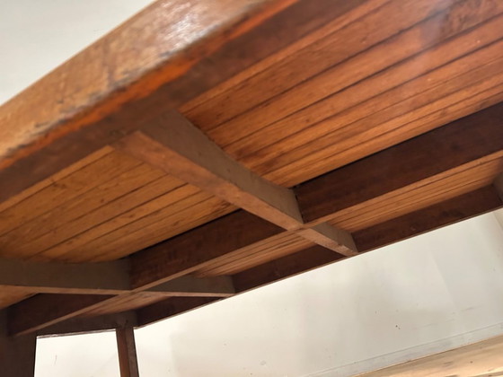 Image 1 of Banc de train industriel vintage 1950s