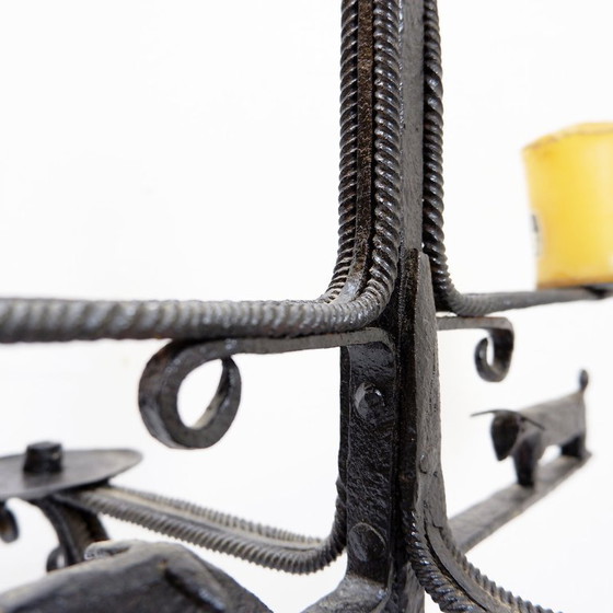 Image 1 of Wrought iron candlestick in the "Atelier de Marolles" style - France, 20th century