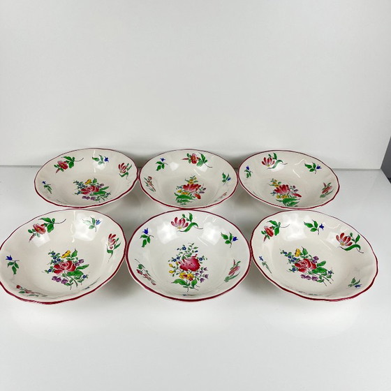Juego de 6 Cuencos Pequeños, Modelo Réverbère de KG Lunéville, Motivo Tulipán y Rosa – Kg luneville, Loza (photo 8 of 9)