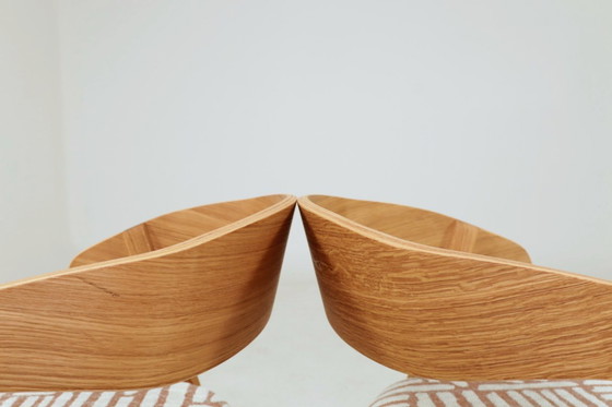 Image 1 of Handcrafted solid oak dining chairs sculpture Scandinavian modern design 