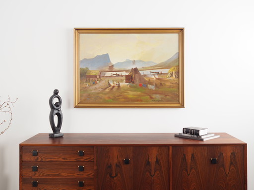 Peinture "The Riverside Camp", design scandinave, 19e siècle, par Vilhelm Oskar Engström