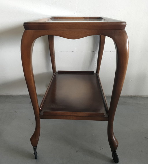 Vintage Webbing/Wicker Vitrine Serving Cart/Table (Chippendale Style)