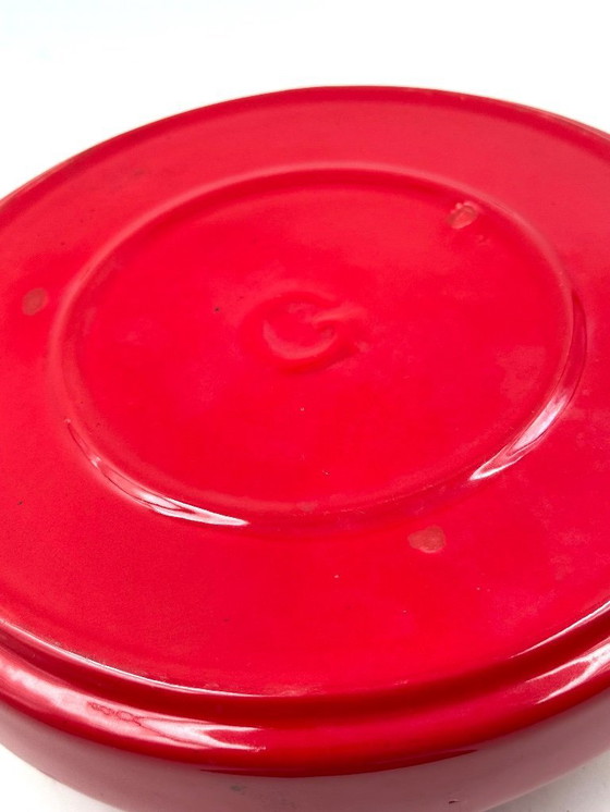 Image 1 of Space age red ceramic ashtray, Studio Opi, Gabbianelli Italy ca. 1970