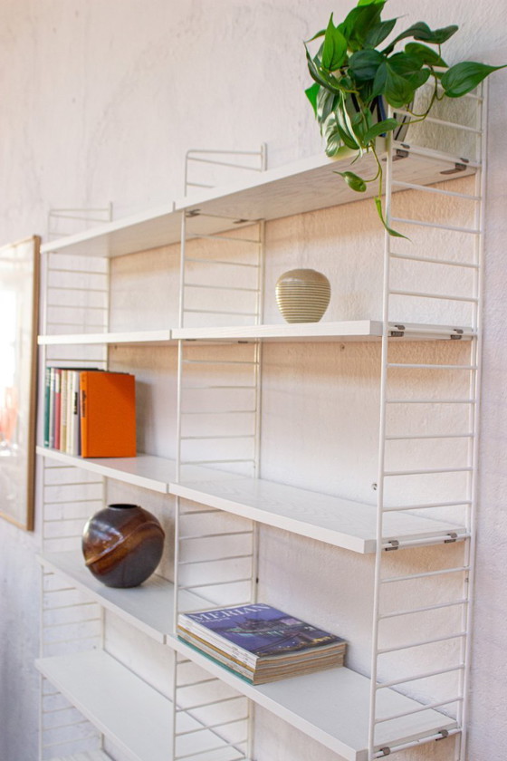 Image 1 of Original Nisse String shelf, vintage mid-century white highboard