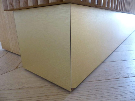 Image 1 of Moderne Bar aus massiver Eiche und doppelter Terrazzo-Arbeitsplatte – Einzigartiges Stück
