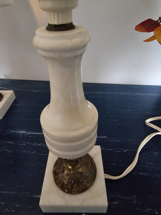 Image 1 of 2 Art Deco Alblast table lamps with brass