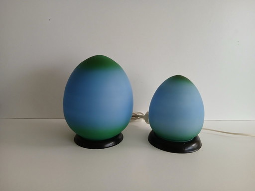 Ensemble de lampes de table en verre HB Lighting - Années 1980