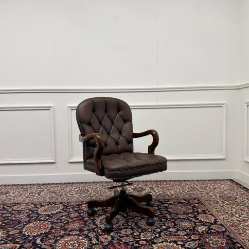 Bruine Engelse Chesterfield Bureaustoel #3