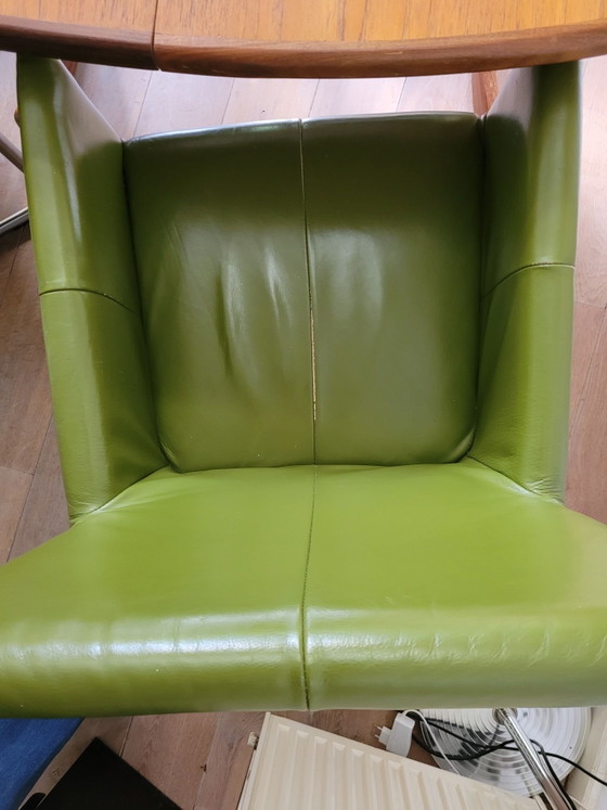 Set of 4 green leather Dining chairs Jess – Metal (photo 6 of 6)